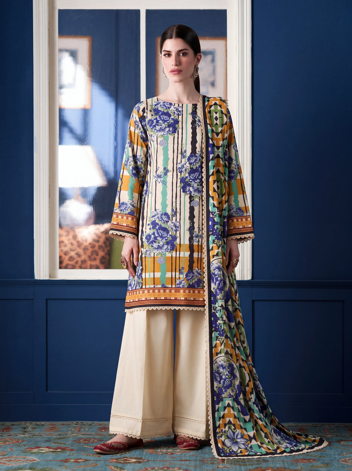 BISMIL 3 PIECE - DIGITAL PRINTED PREMIUM VISCOSE SUIT Unstitched