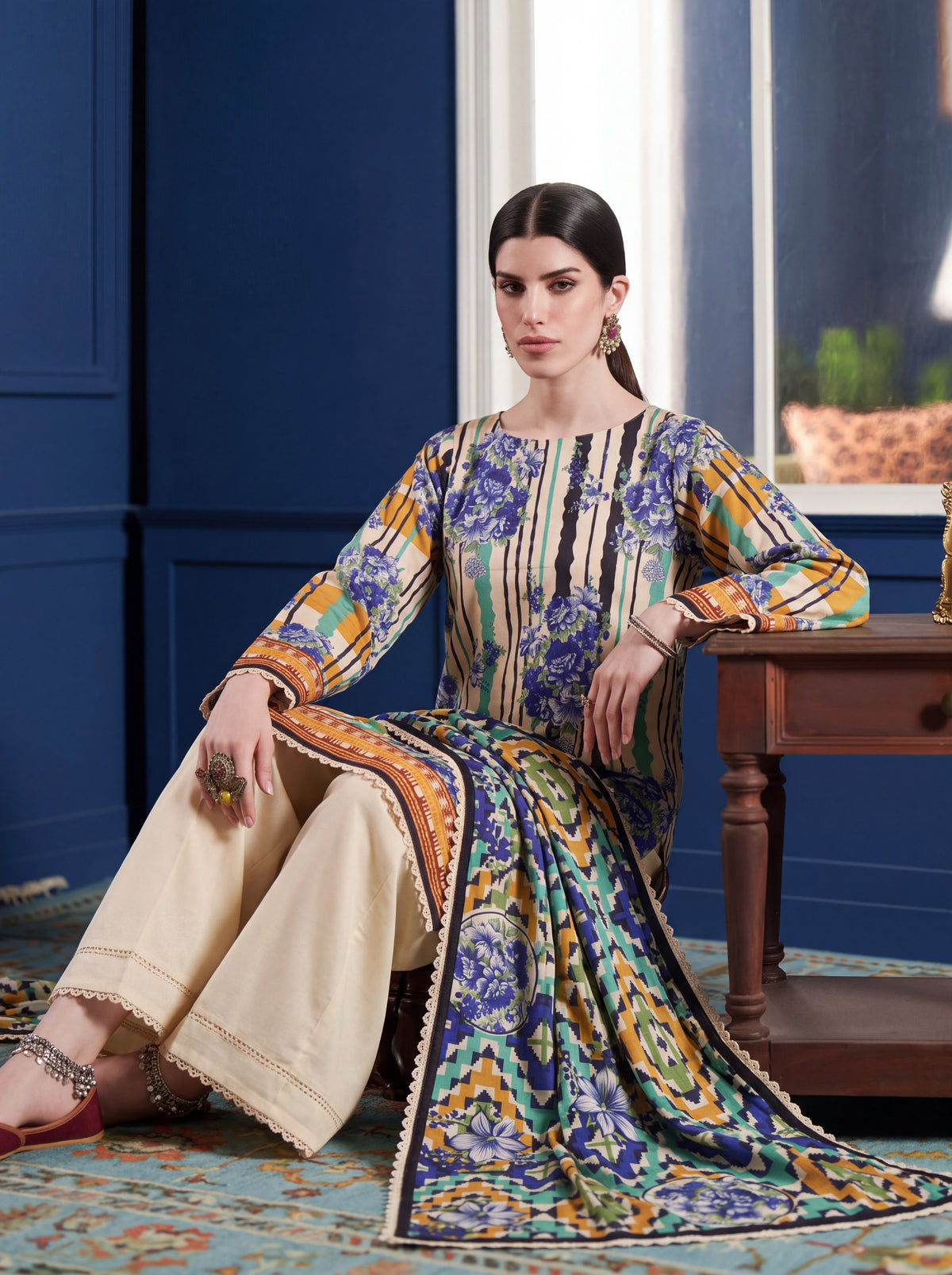 BISMIL 3 PIECE - DIGITAL PRINTED PREMIUM VISCOSE SUIT Unstitched