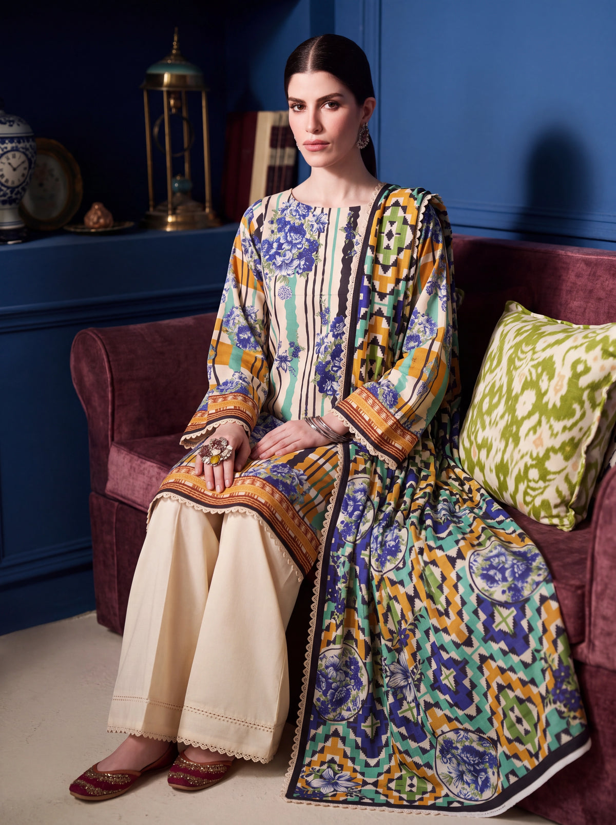 BISMIL 3 PIECE - DIGITAL PRINTED PREMIUM VISCOSE SUIT Unstitched