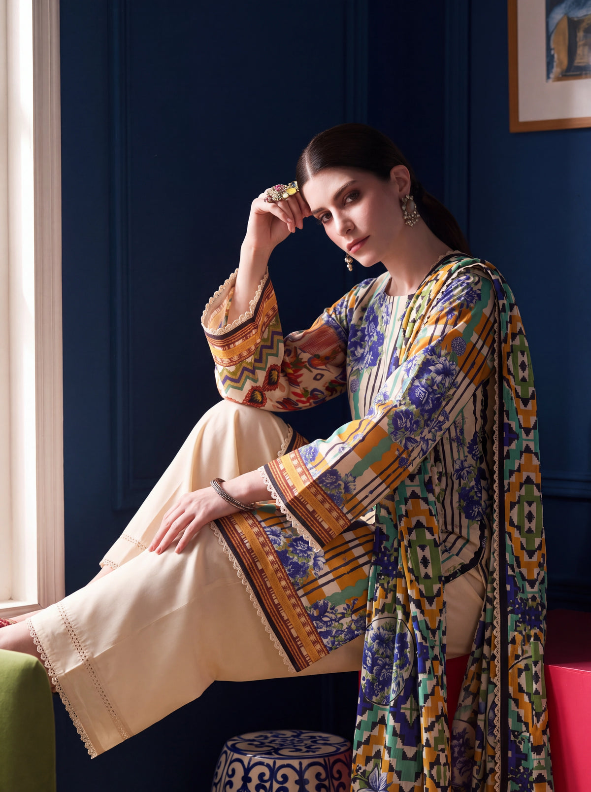 BISMIL 3 PIECE - DIGITAL PRINTED PREMIUM VISCOSE SUIT Unstitched