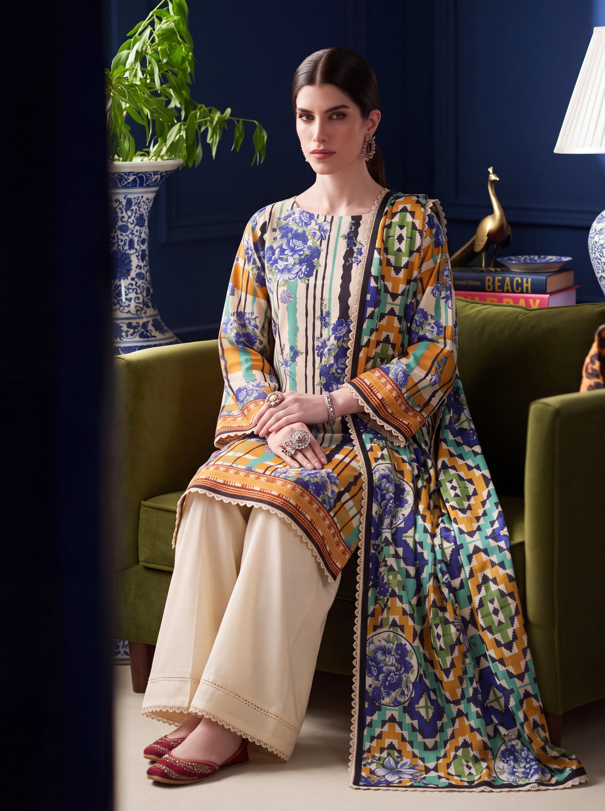 BISMIL 3 PIECE - DIGITAL PRINTED PREMIUM VISCOSE SUIT Unstitched