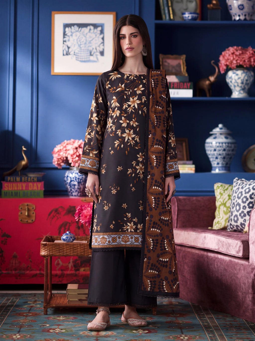 BISMIL 3 PIECE - DIGITAL PRINTED PREMIUM VISCOSE SUIT Unstitched