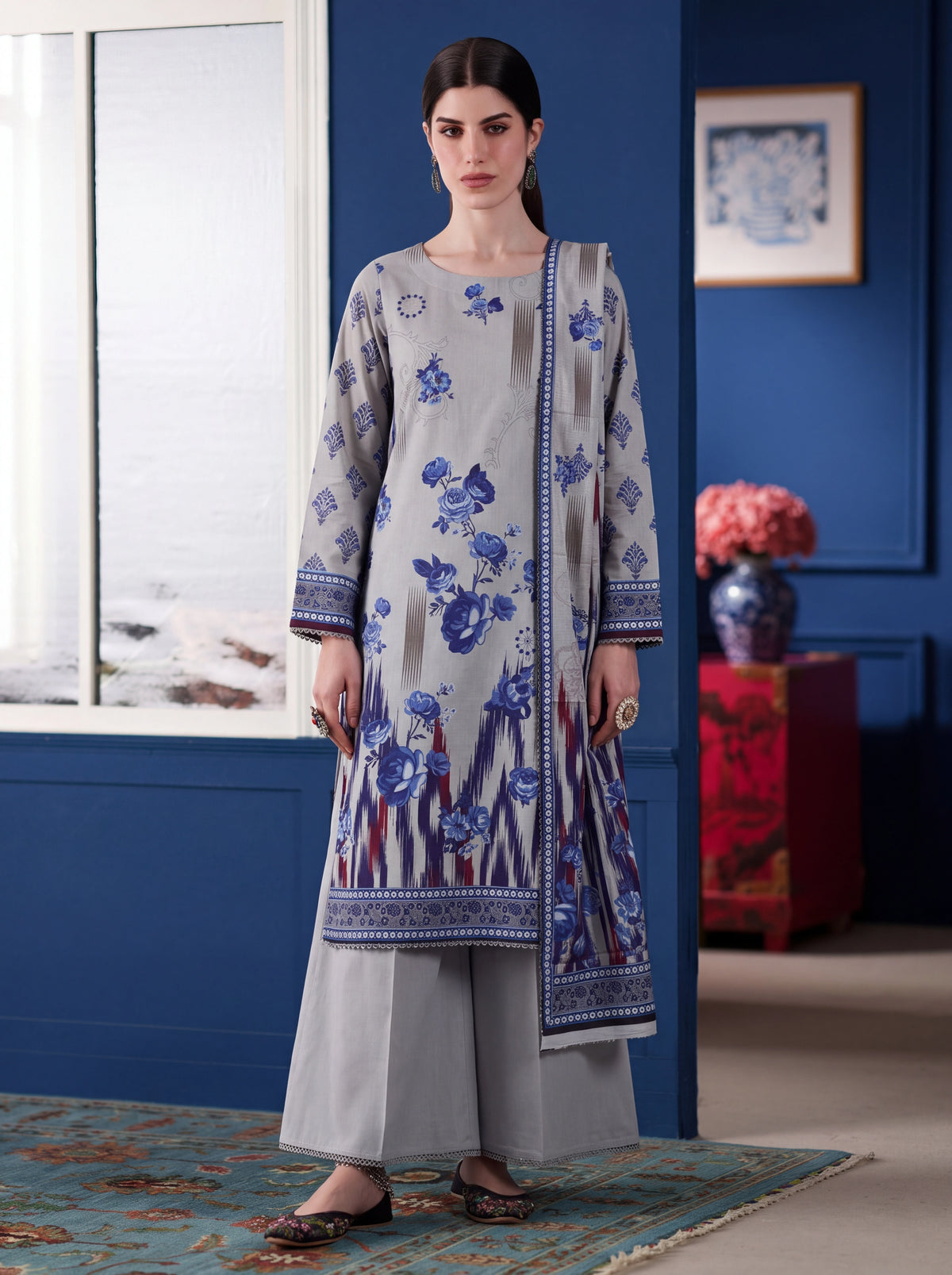 BISMIL 3 PIECE - DIGITAL PRINTED PREMIUM VISCOSE SUIT Unstitched