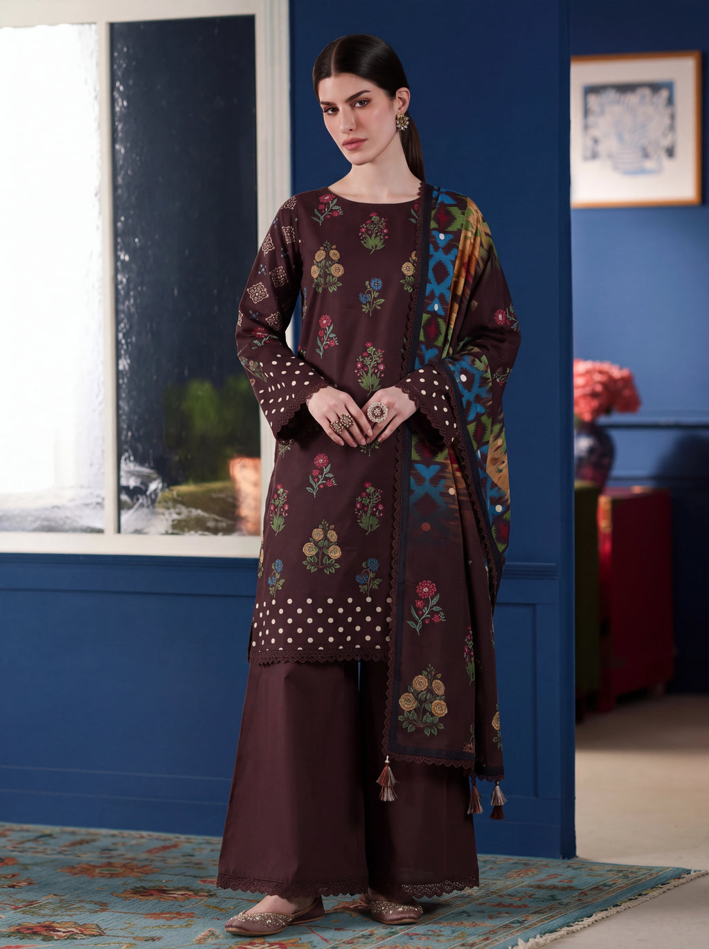 BISMIL 3 PIECE - DIGITAL PRINTED PREMIUM VISCOSE SUIT Unstitched