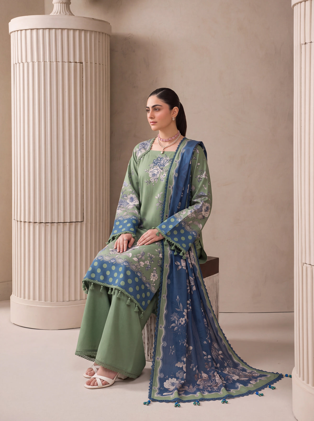 BISMIL 3 PIECE - DIGITAL PRINTED VISCOSE SUIT Unstitched