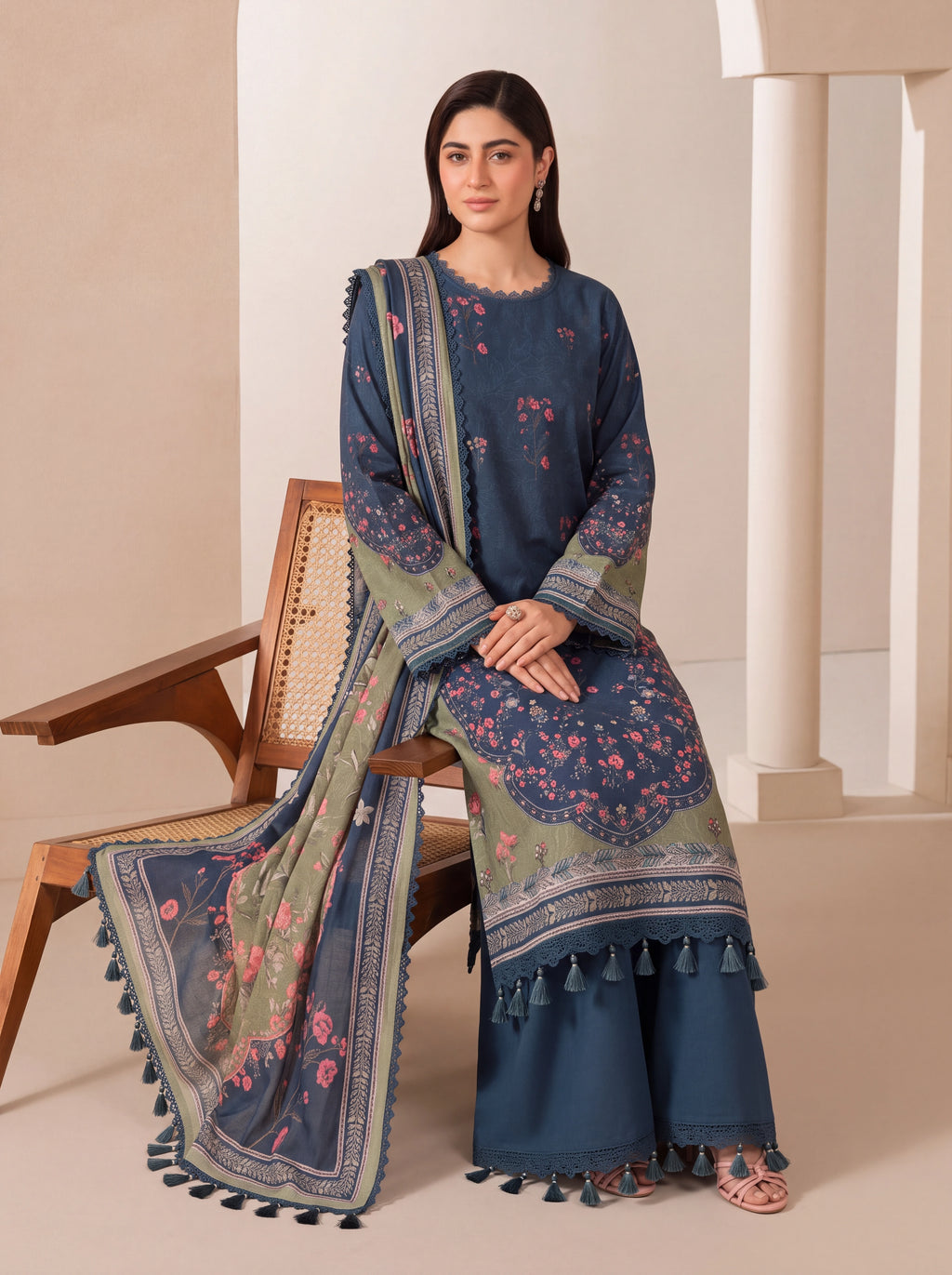 BISMIL 3 PIECE - DIGITAL PRINTED VISCOSE SUIT Unstitched