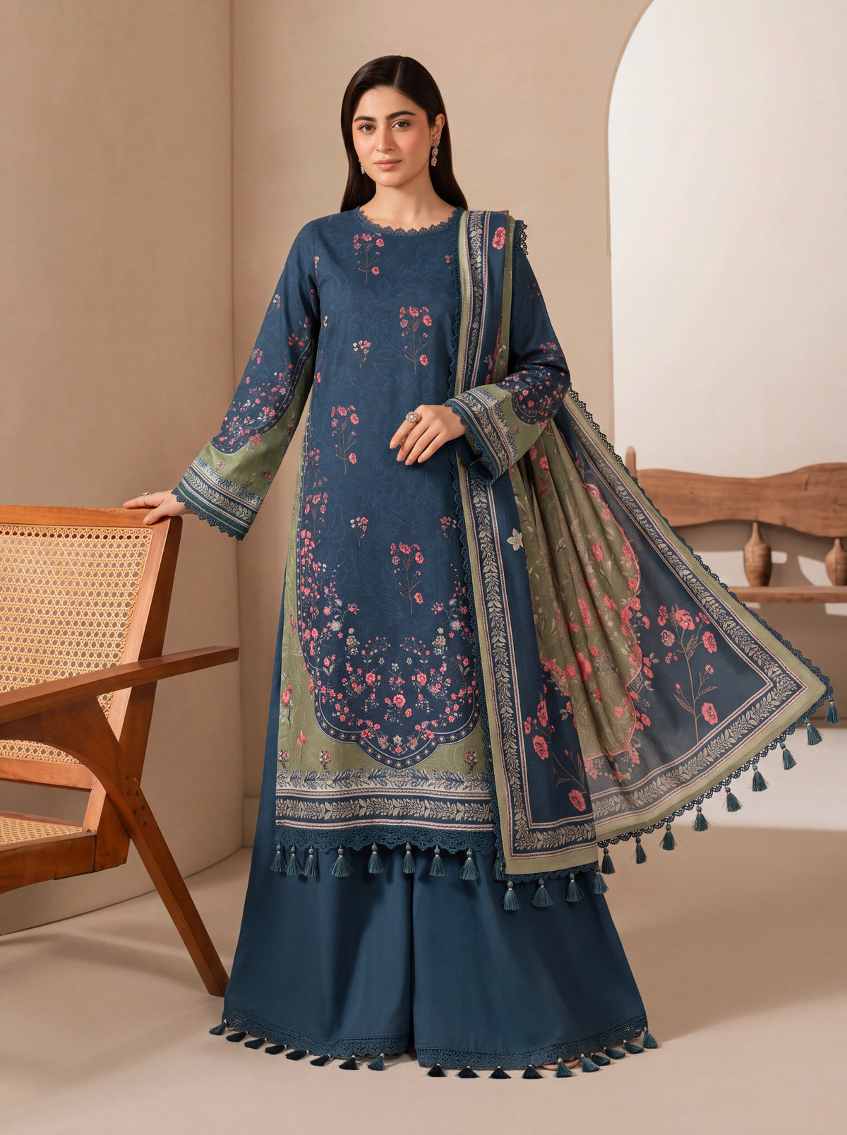 BISMIL 3 PIECE - DIGITAL PRINTED VISCOSE SUIT Unstitched