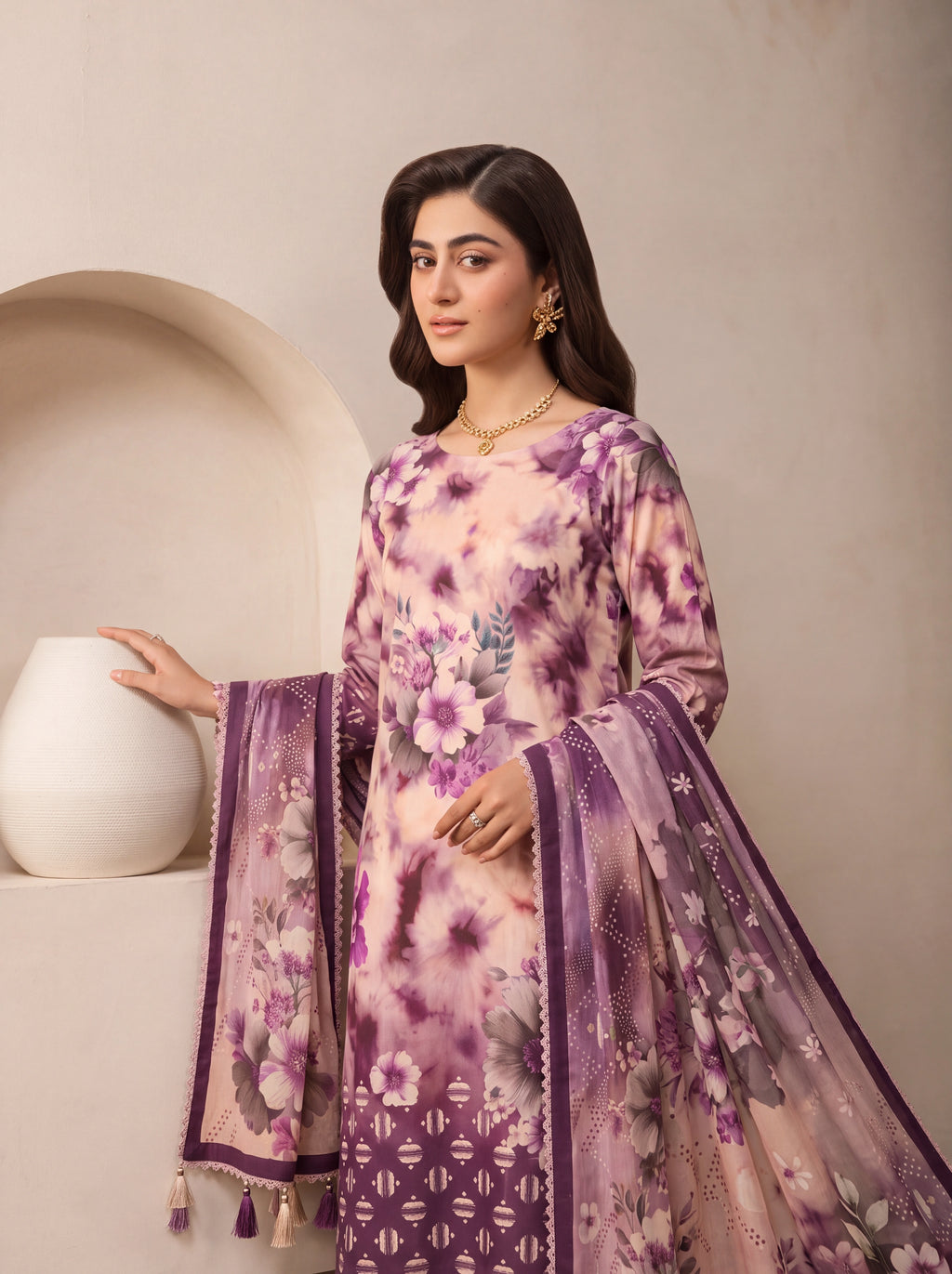 BISMIL 3 PIECE - DIGITAL PRINTED VISCOSE SUIT Unstitched