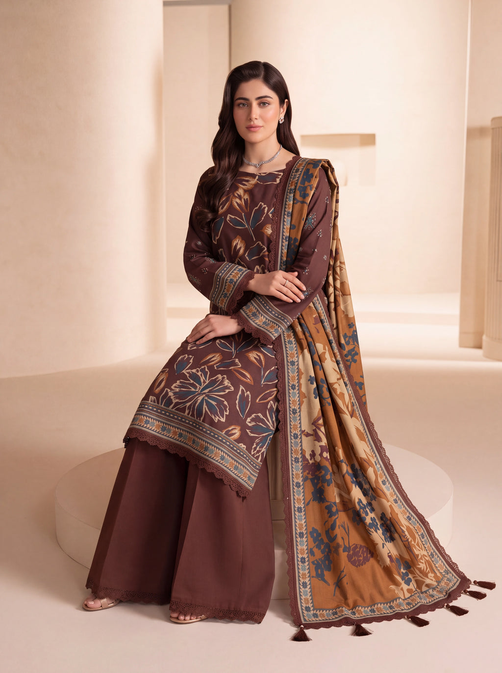 BISMIL 3 PIECE - DIGITAL PRINTED VISCOSE SUIT Unstitched