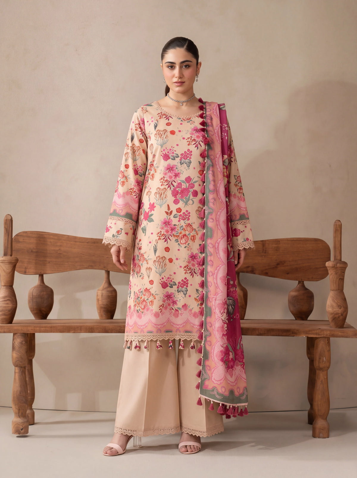 BISMIL 3 PIECE - DIGITAL PRINTED VISCOSE SUIT Unstitched