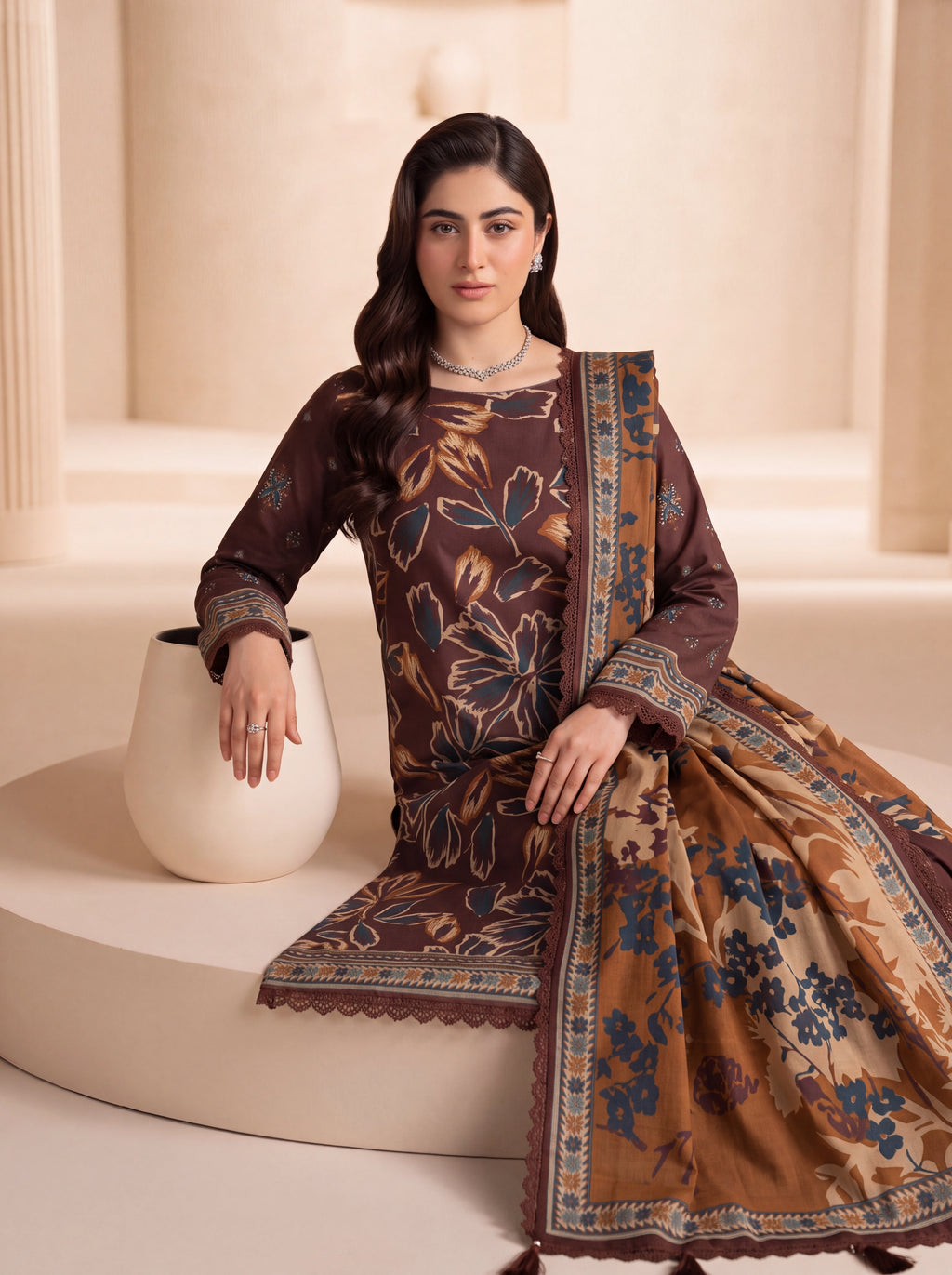 BISMIL 3 PIECE - DIGITAL PRINTED VISCOSE SUIT Unstitched