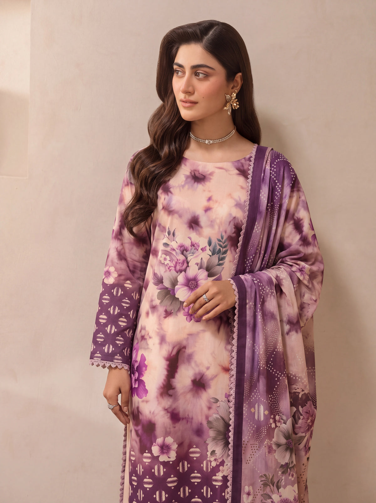 BISMIL 3 PIECE - DIGITAL PRINTED VISCOSE SUIT Unstitched