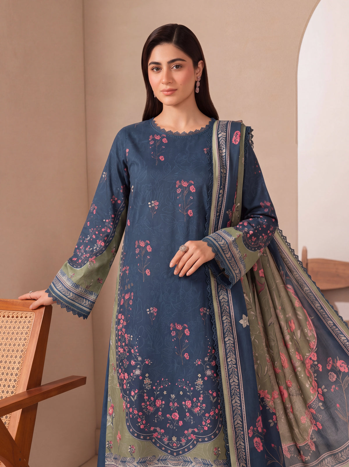 BISMIL 3 PIECE - DIGITAL PRINTED VISCOSE SUIT Unstitched