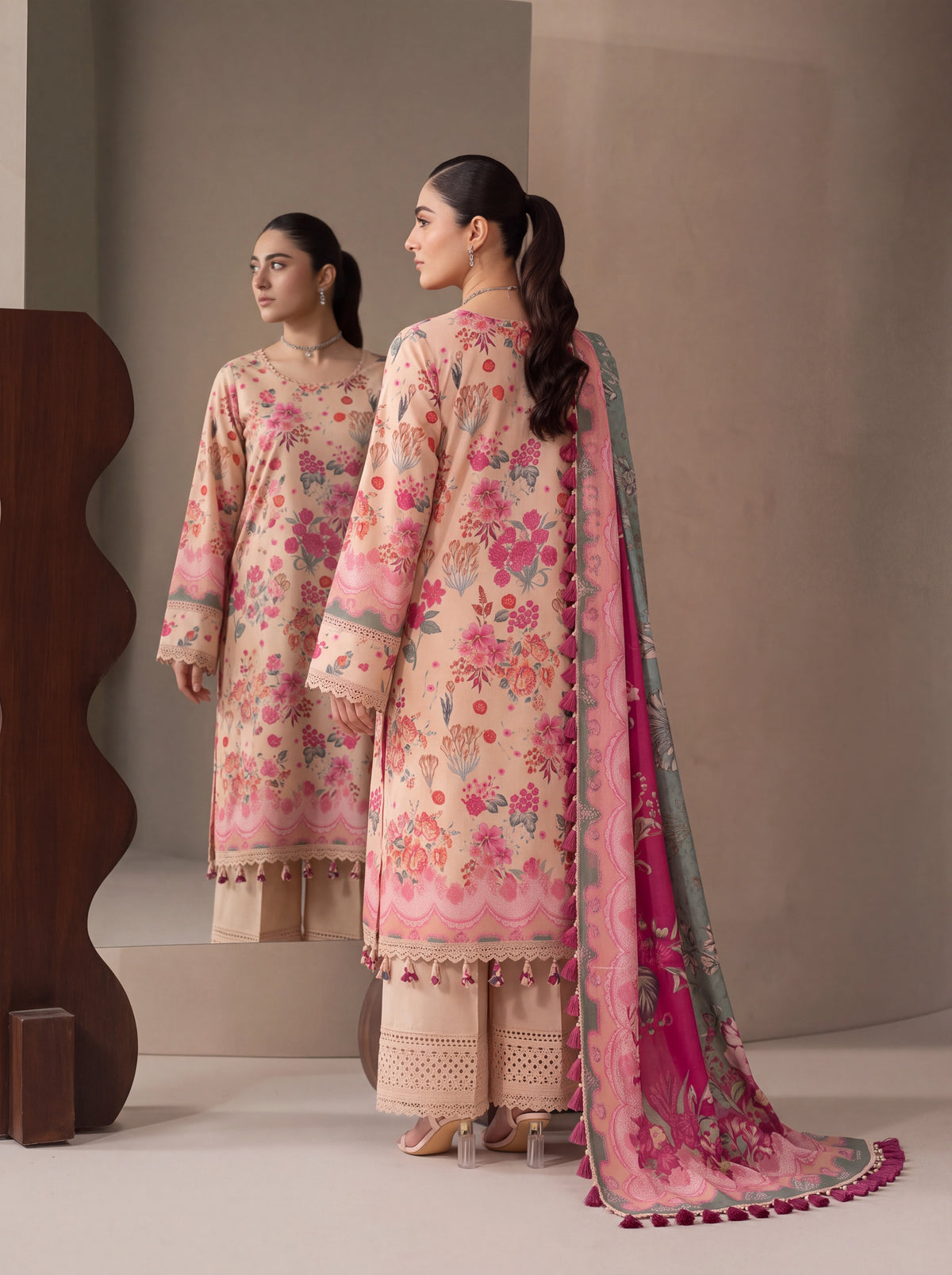 BISMIL 3 PIECE - DIGITAL PRINTED VISCOSE SUIT Unstitched