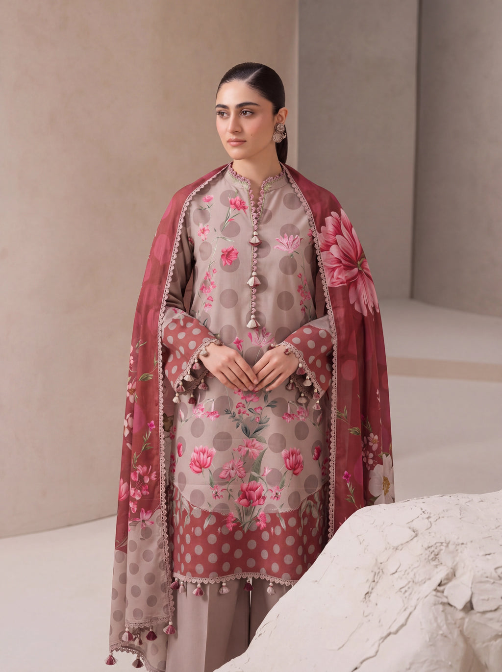 BISMIL 3 PIECE - DIGITAL PRINTED VISCOSE SUIT Unstitched