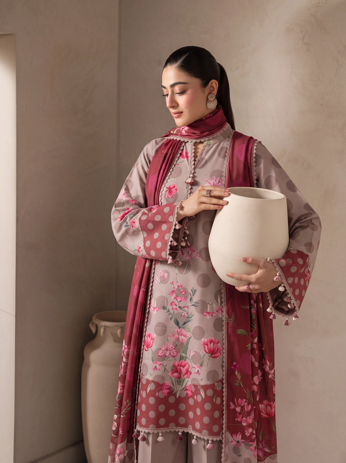 BISMIL 3 PIECE - DIGITAL PRINTED VISCOSE SUIT Unstitched