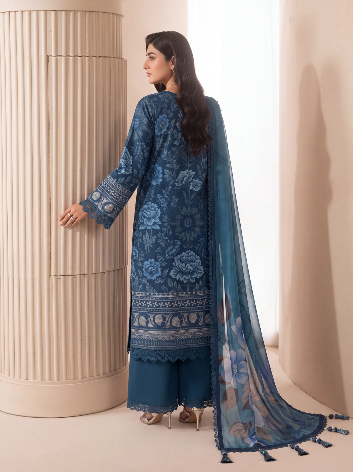 BISMIL 3 PIECE - DIGITAL PRINTED VISCOSE SUIT Unstitched