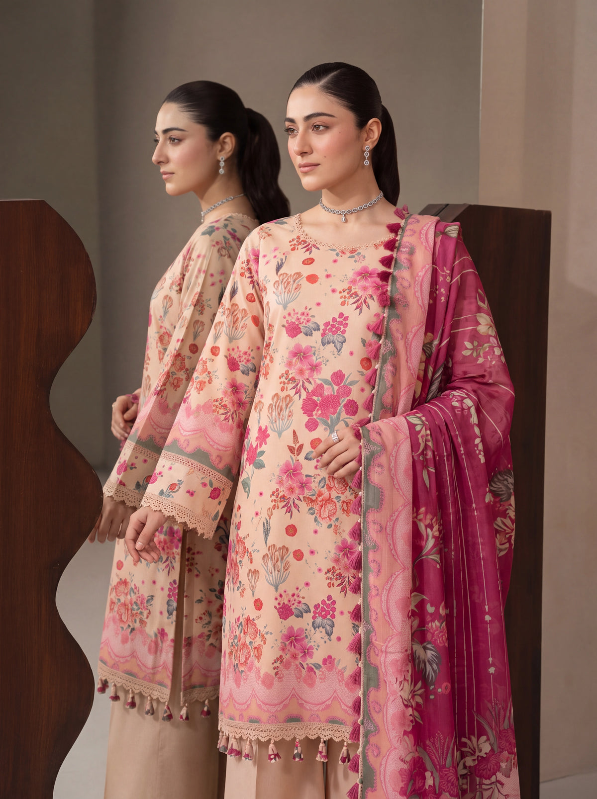 BISMIL 3 PIECE - DIGITAL PRINTED VISCOSE SUIT Unstitched