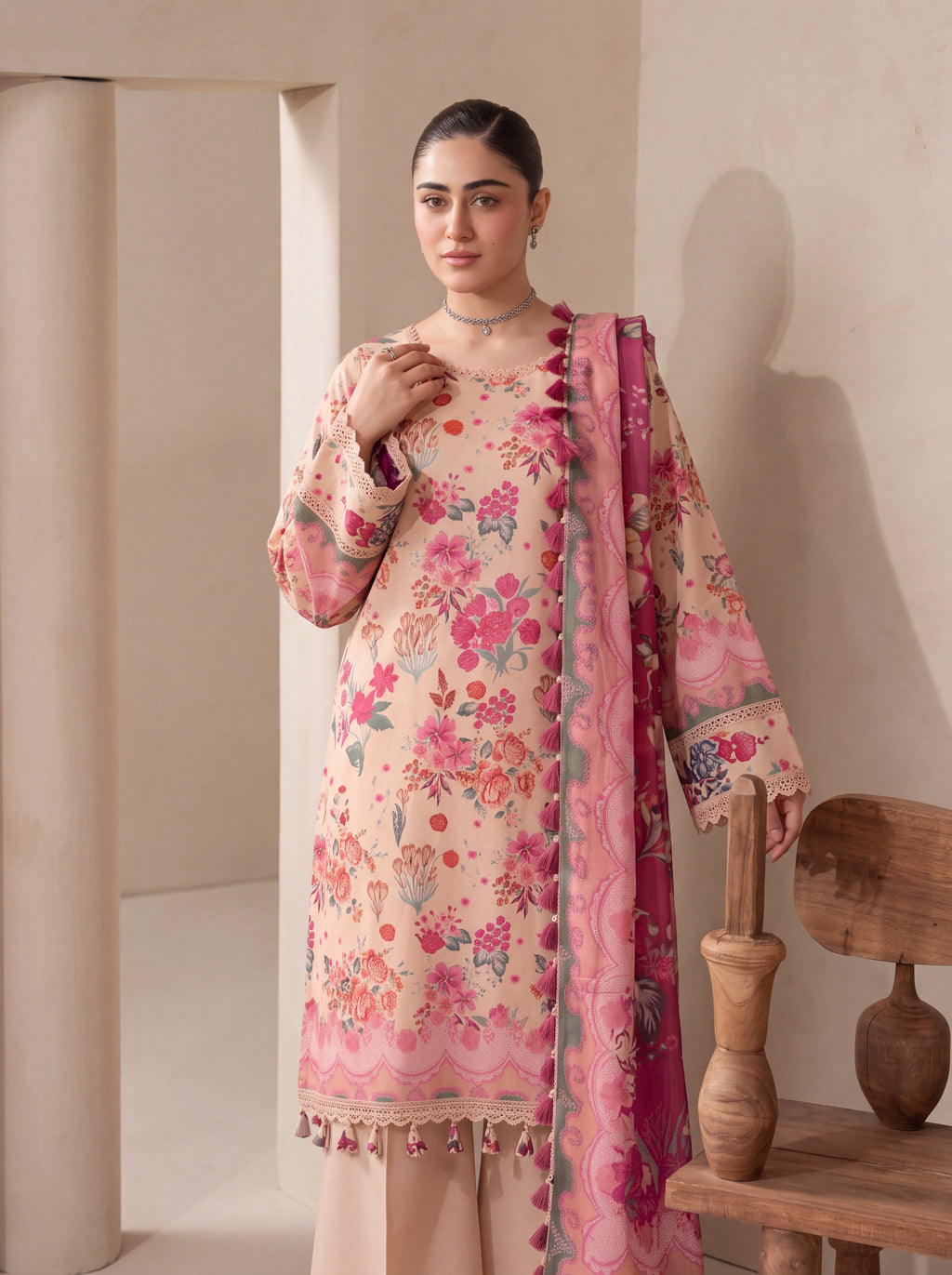 BISMIL 3 PIECE - DIGITAL PRINTED VISCOSE SUIT Unstitched