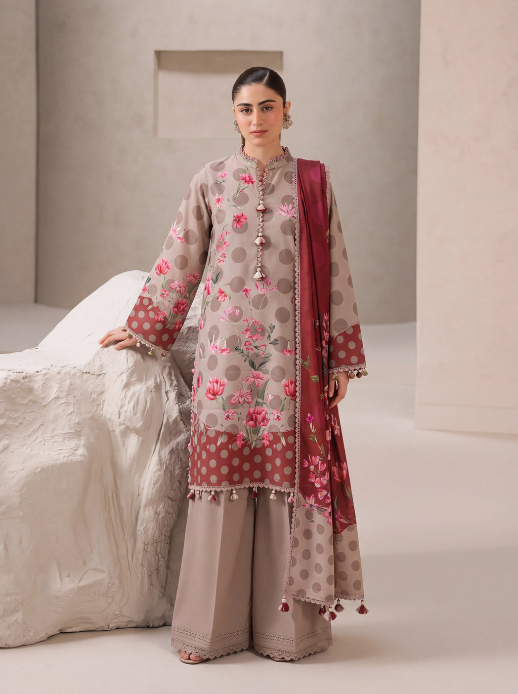 BISMIL 3 PIECE - DIGITAL PRINTED VISCOSE SUIT Unstitched