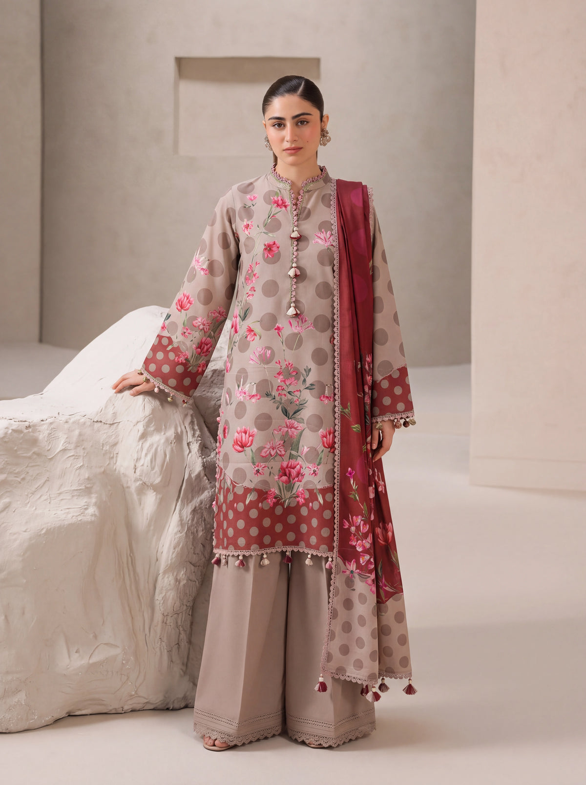 BISMIL 3 PIECE - DIGITAL PRINTED VISCOSE SUIT Unstitched