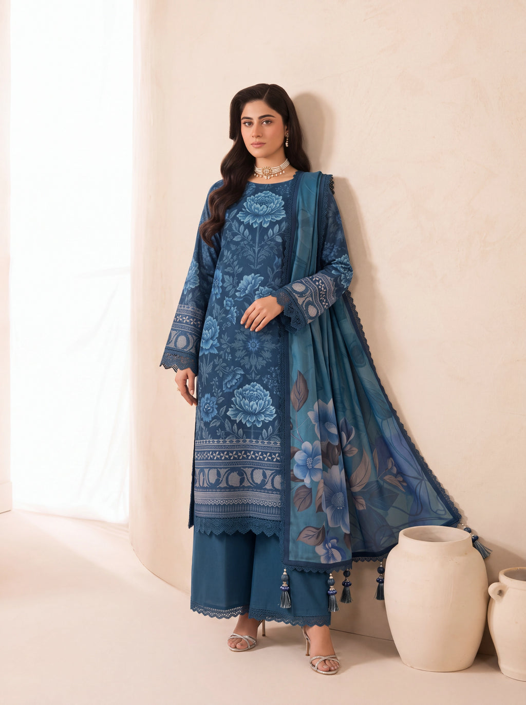 BISMIL 3 PIECE - DIGITAL PRINTED VISCOSE SUIT Unstitched