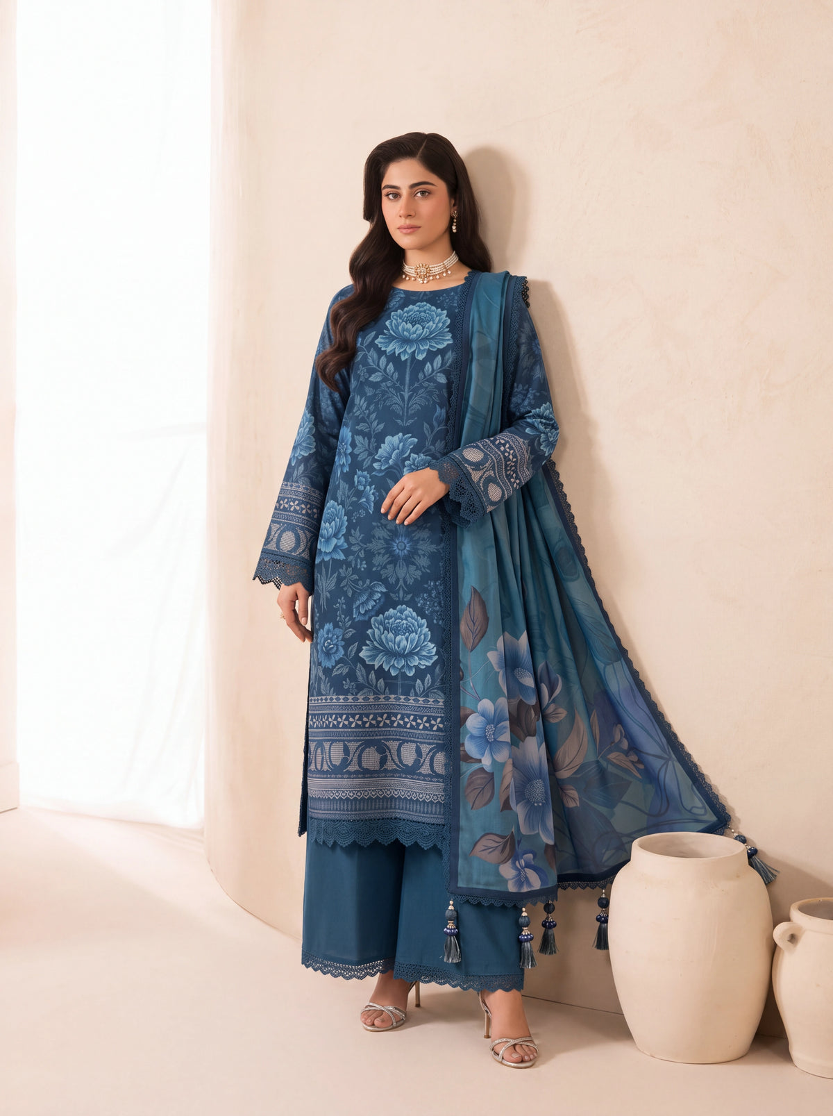 BISMIL 3 PIECE - DIGITAL PRINTED VISCOSE SUIT Unstitched