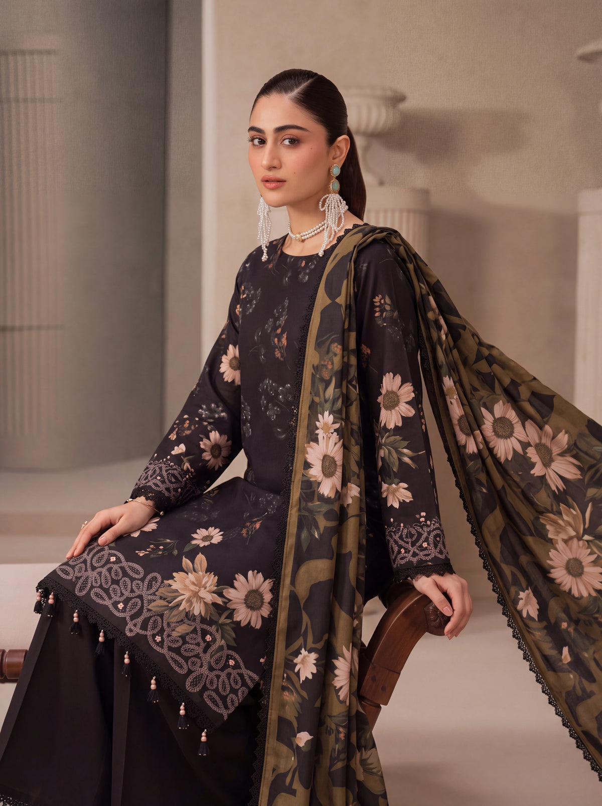 BISMIL 3 PIECE - DIGITAL PRINTED VISCOSE SUIT Unstitched