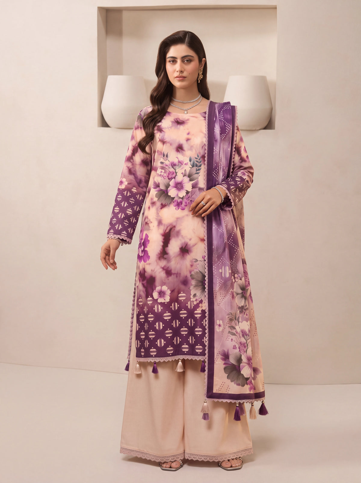 BISMIL 3 PIECE - DIGITAL PRINTED VISCOSE SUIT Unstitched