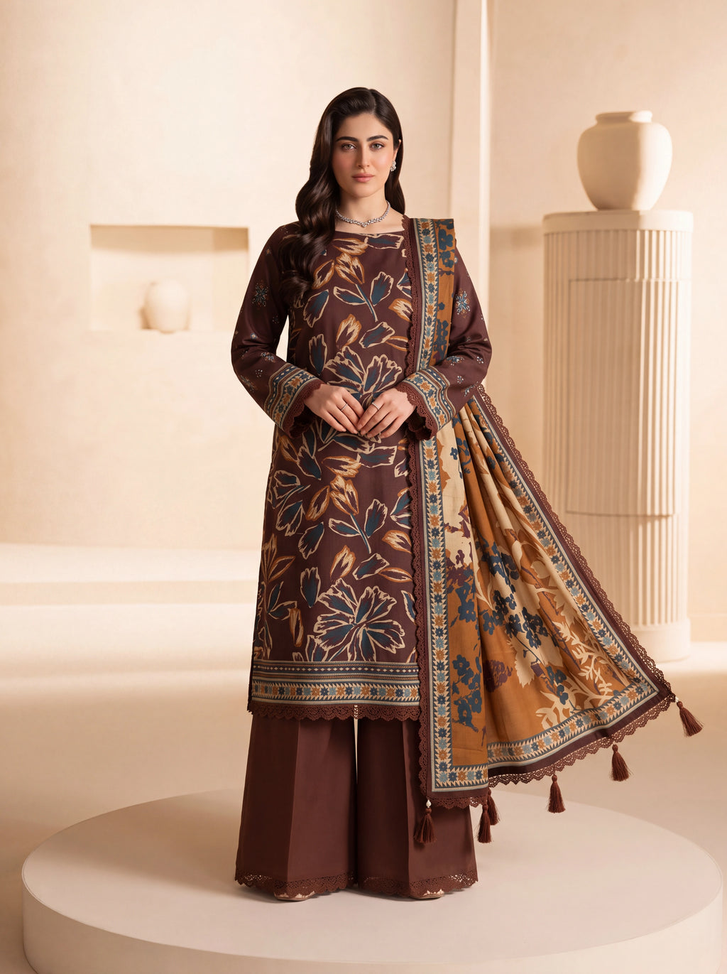BISMIL 3 PIECE - DIGITAL PRINTED VISCOSE SUIT Unstitched
