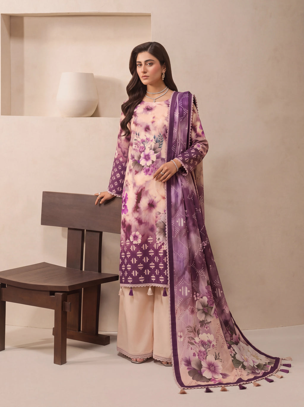 BISMIL 3 PIECE - DIGITAL PRINTED VISCOSE SUIT Unstitched