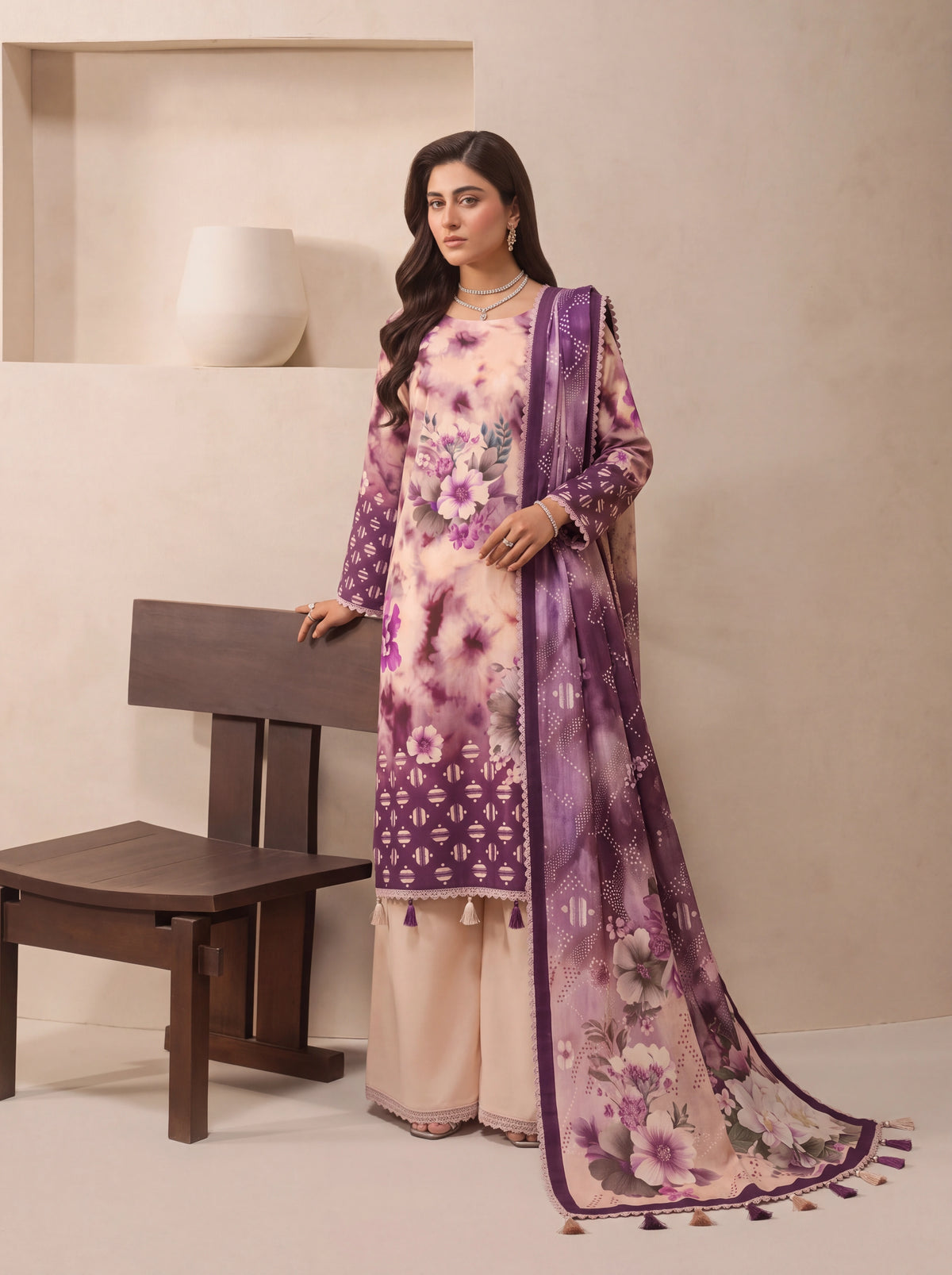 BISMIL 3 PIECE - DIGITAL PRINTED VISCOSE SUIT Unstitched