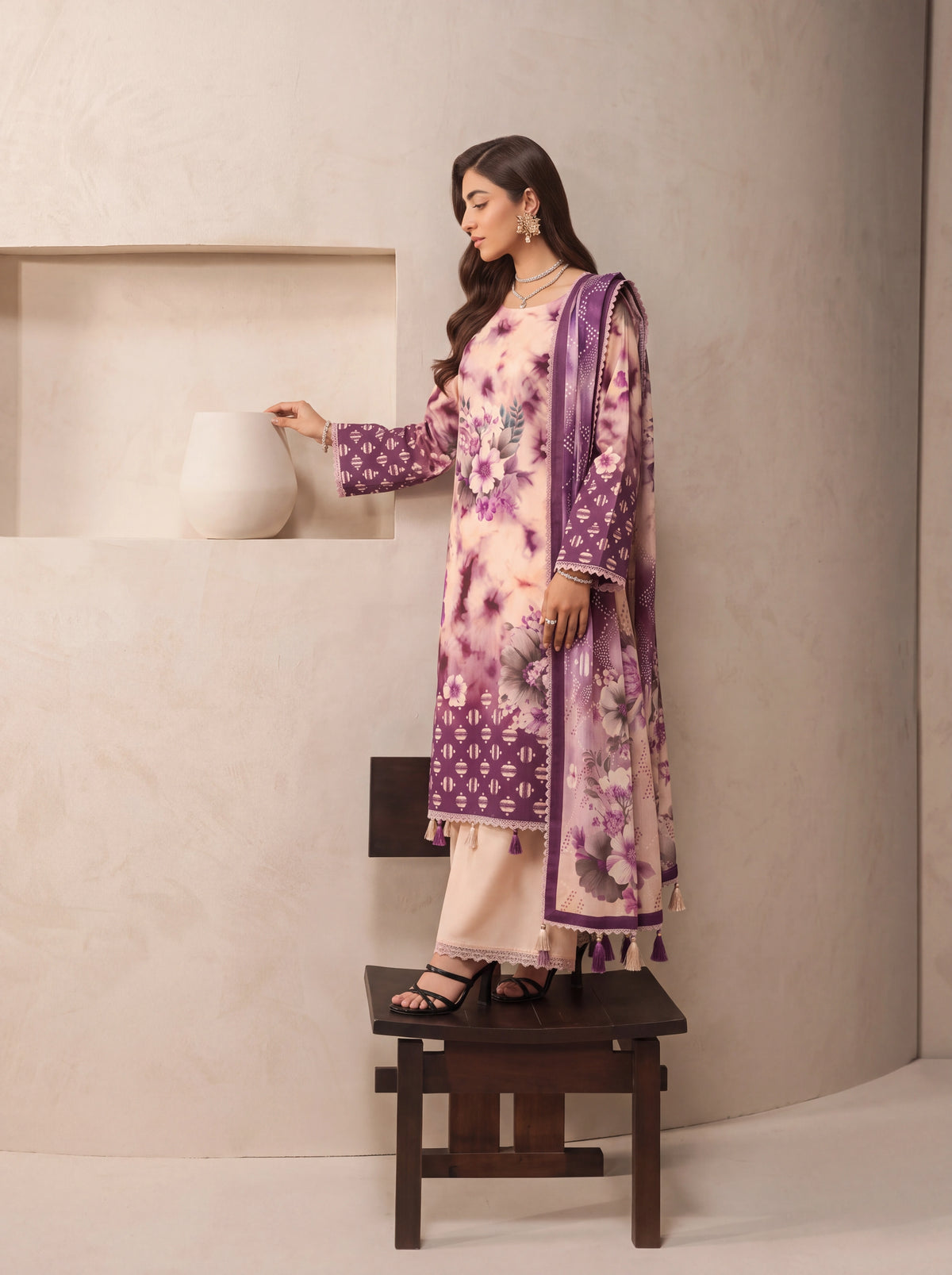 BISMIL 3 PIECE - DIGITAL PRINTED VISCOSE SUIT Unstitched