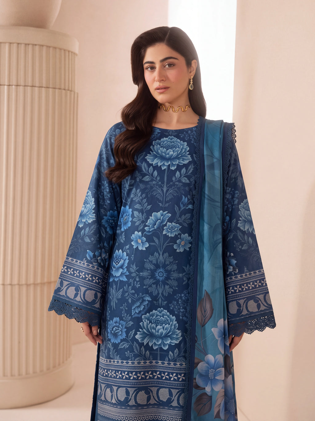 BISMIL 3 PIECE - DIGITAL PRINTED VISCOSE SUIT Unstitched