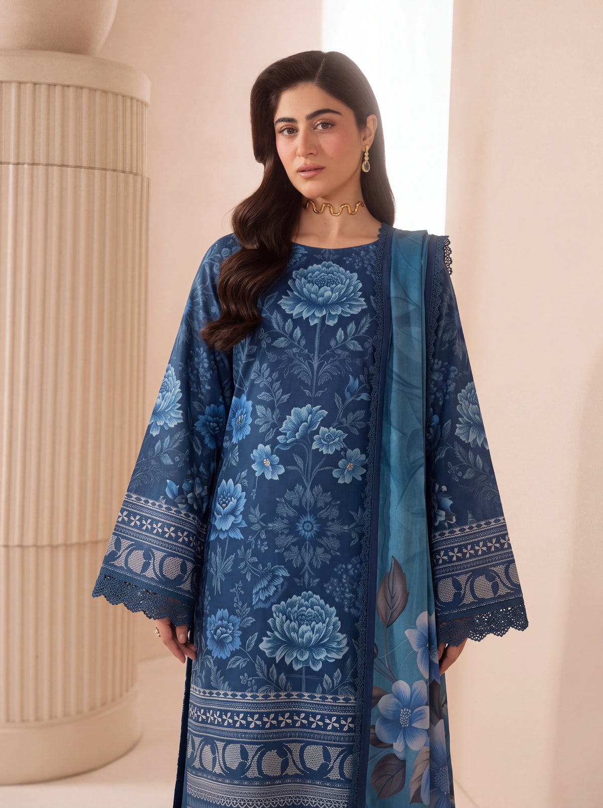 BISMIL 3 PIECE - DIGITAL PRINTED VISCOSE SUIT Unstitched
