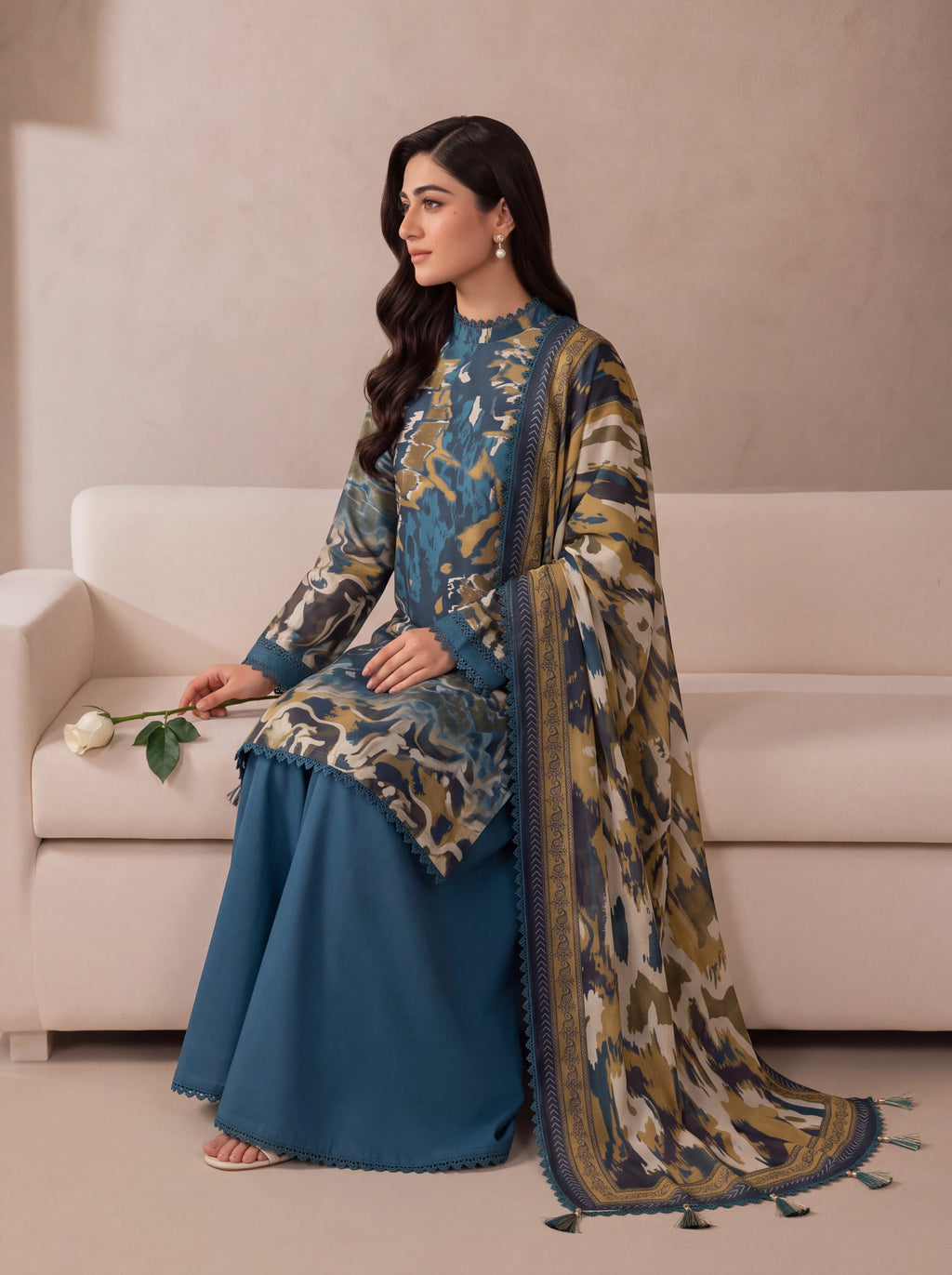 BISMIL 3 PIECE - DIGITAL PRINTED VISCOSE SUIT Unstitched