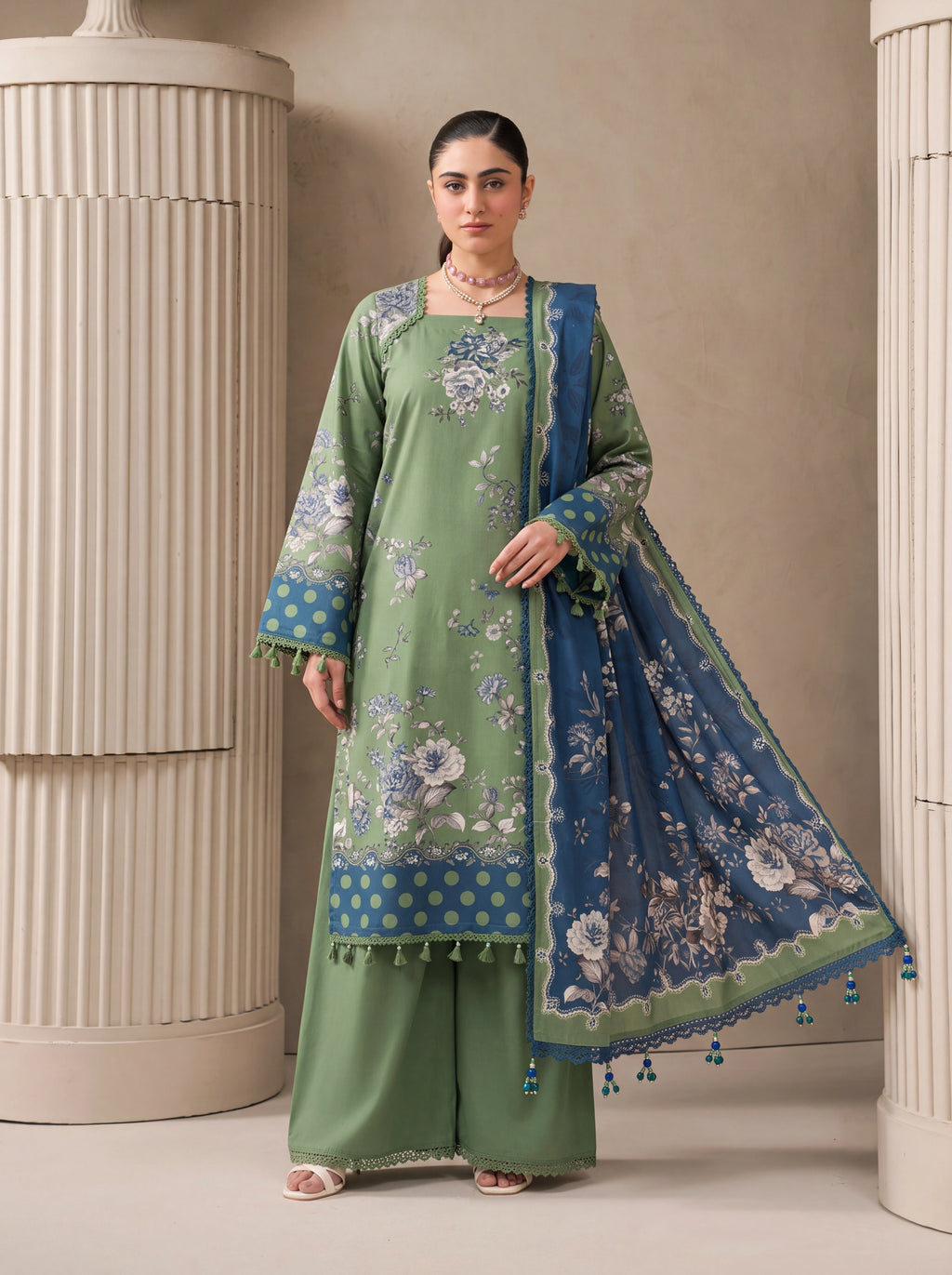 BISMIL 3 PIECE - DIGITAL PRINTED VISCOSE SUIT Unstitched