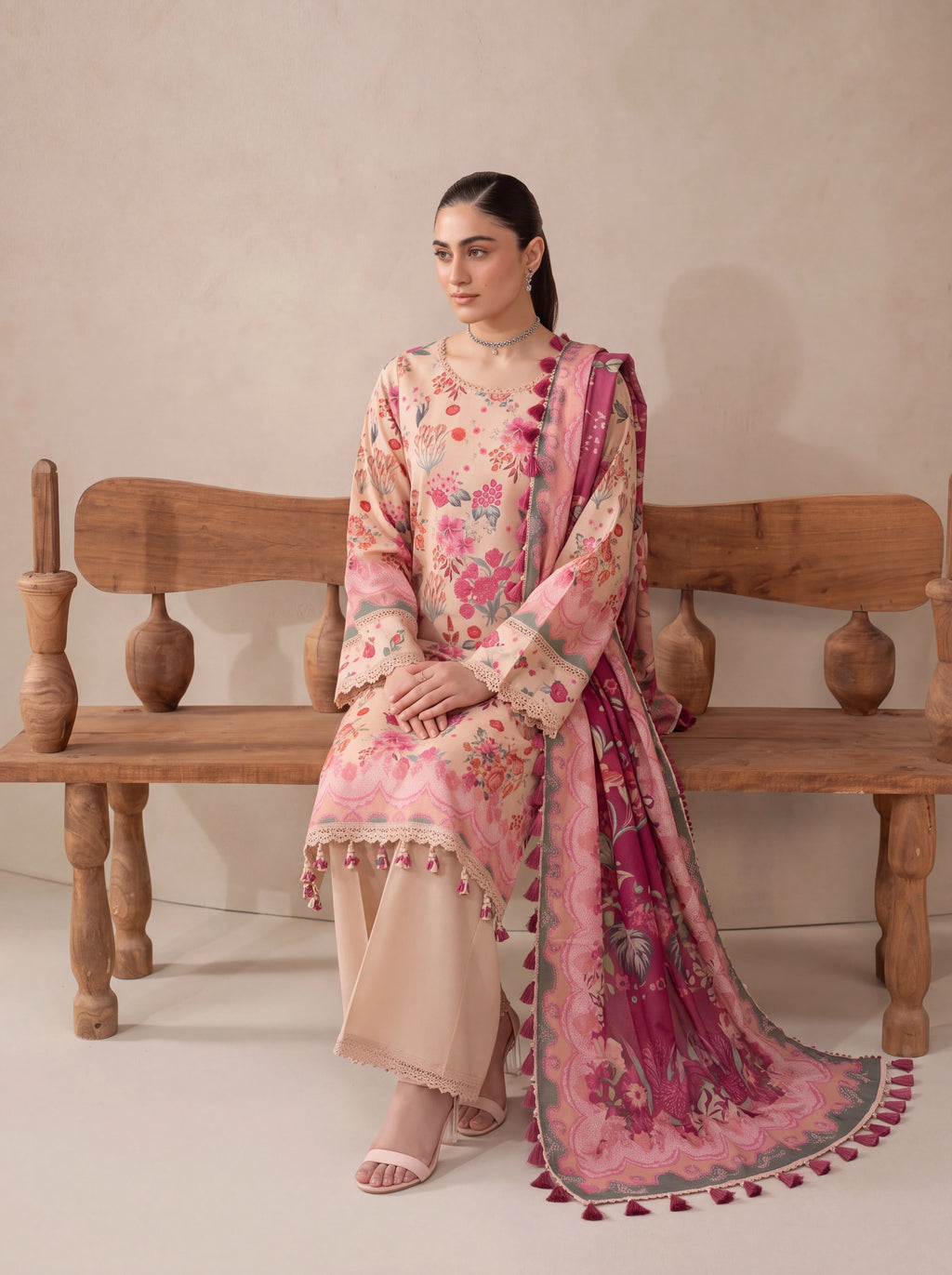 BISMIL 3 PIECE - DIGITAL PRINTED VISCOSE SUIT Unstitched