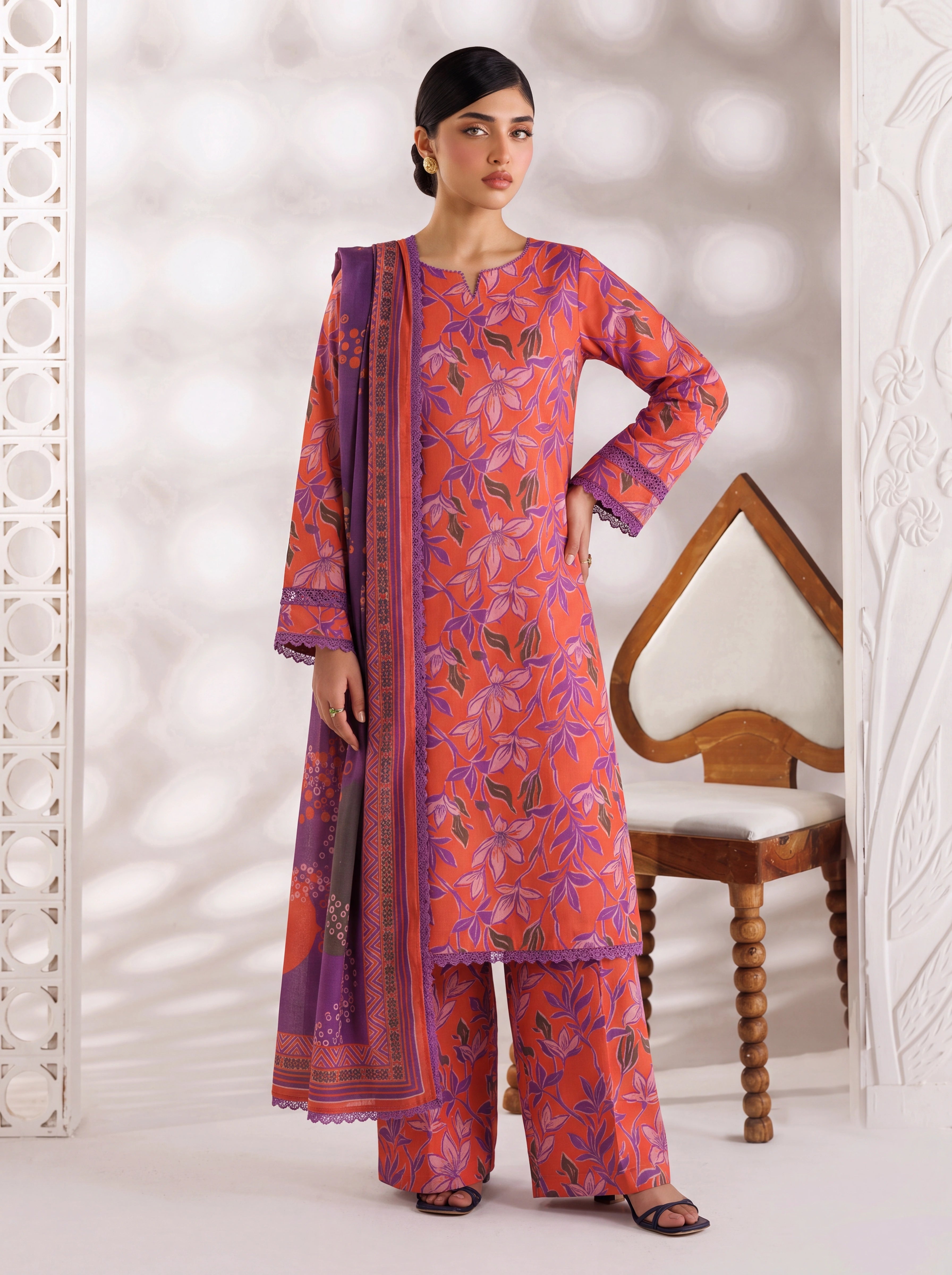 BAHAR 3 PIECE - PRINTED LAWN SUIT Unstitched 012