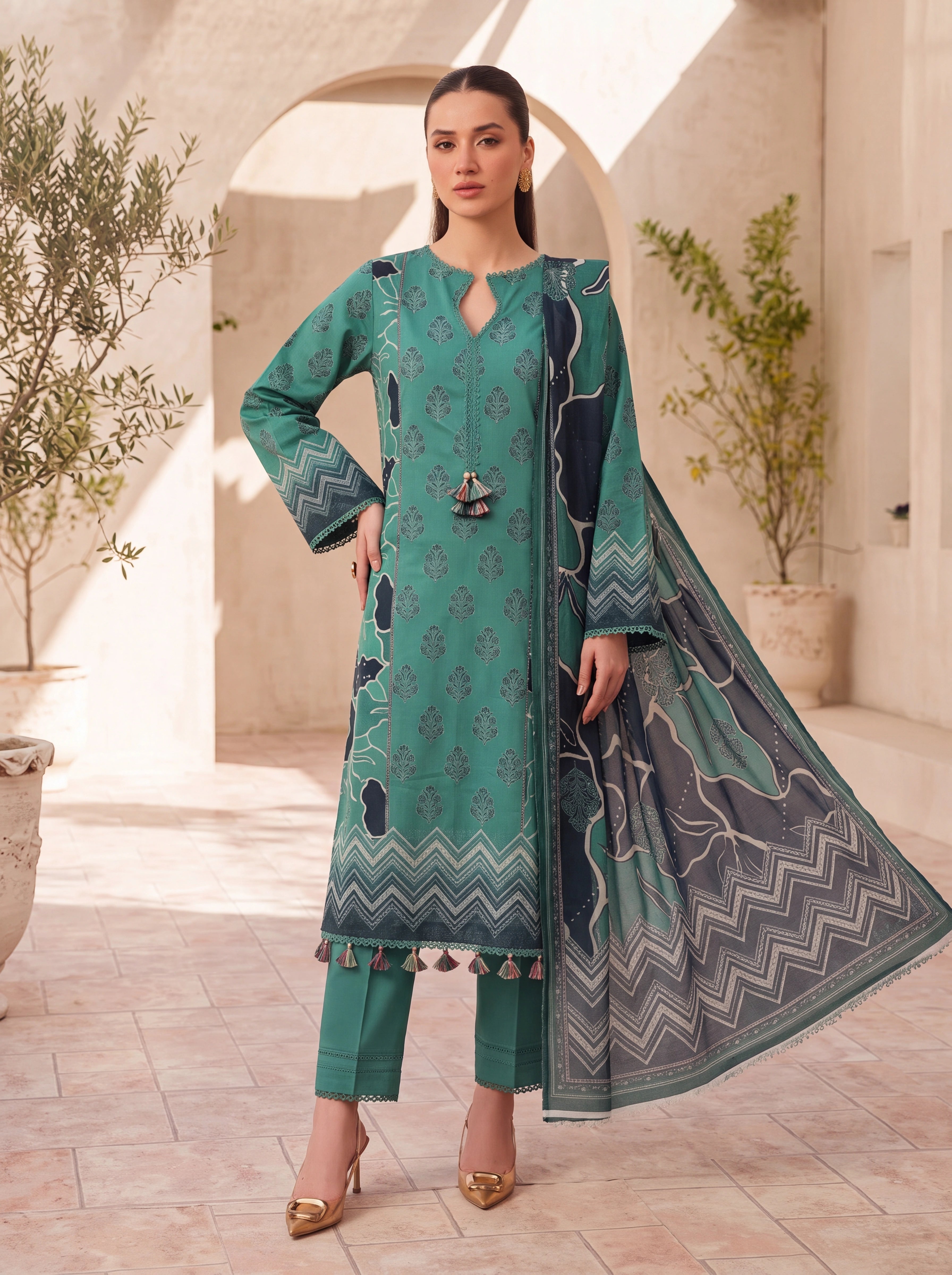 BISMIL 3 PIECE - PRINTED LAWN SUIT Unstitched