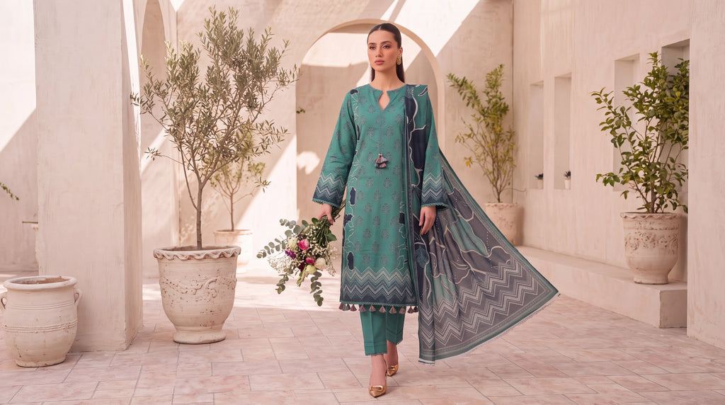 BISMIL 3 PIECE - PRINTED LAWN SUIT Unstitched