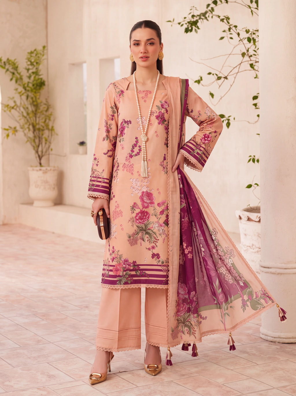 BISMIL 3 PIECE - PRINTED LAWN SUIT Unstitched