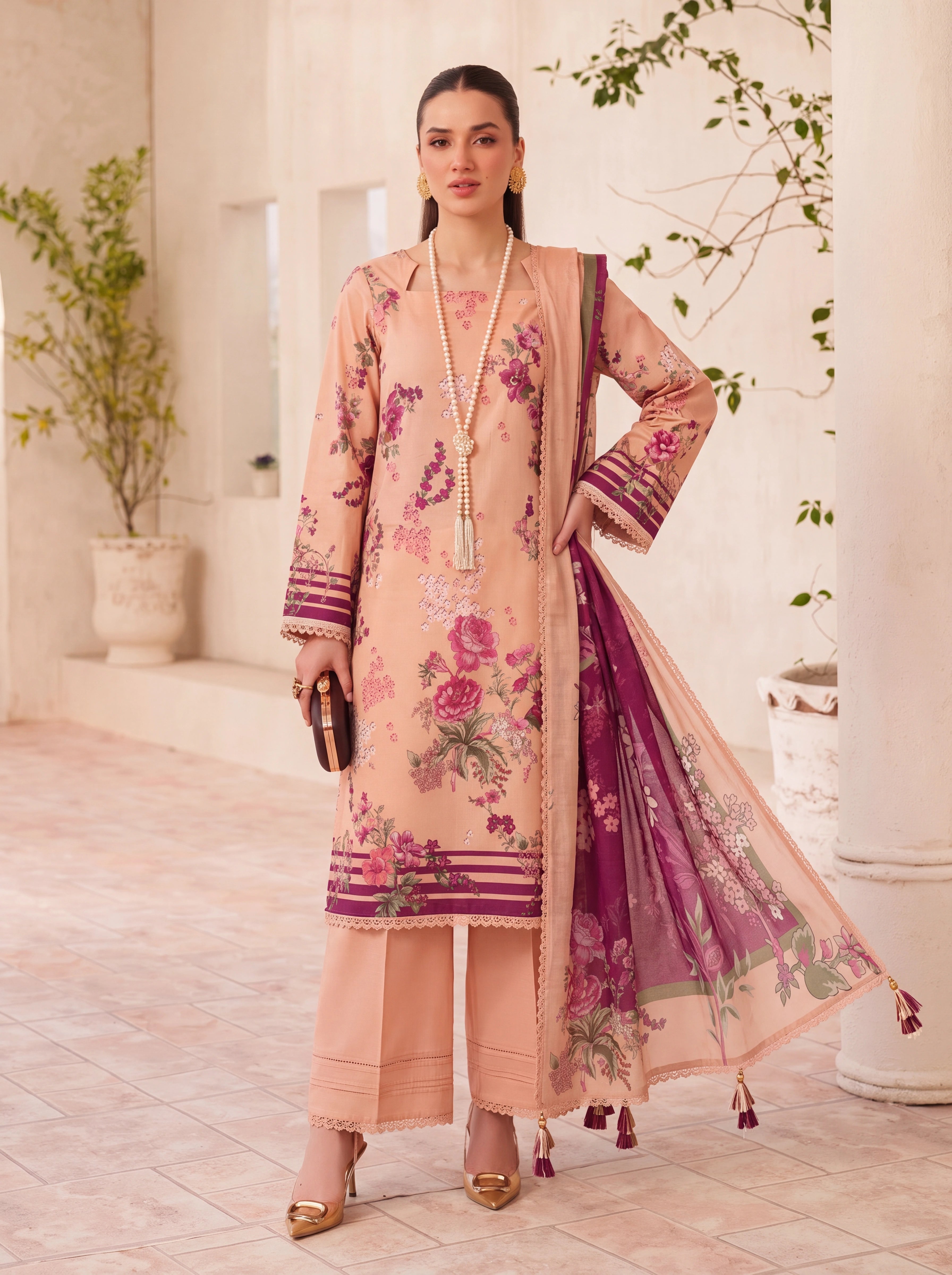 BISMIL 3 PIECE - PRINTED LAWN SUIT Unstitched