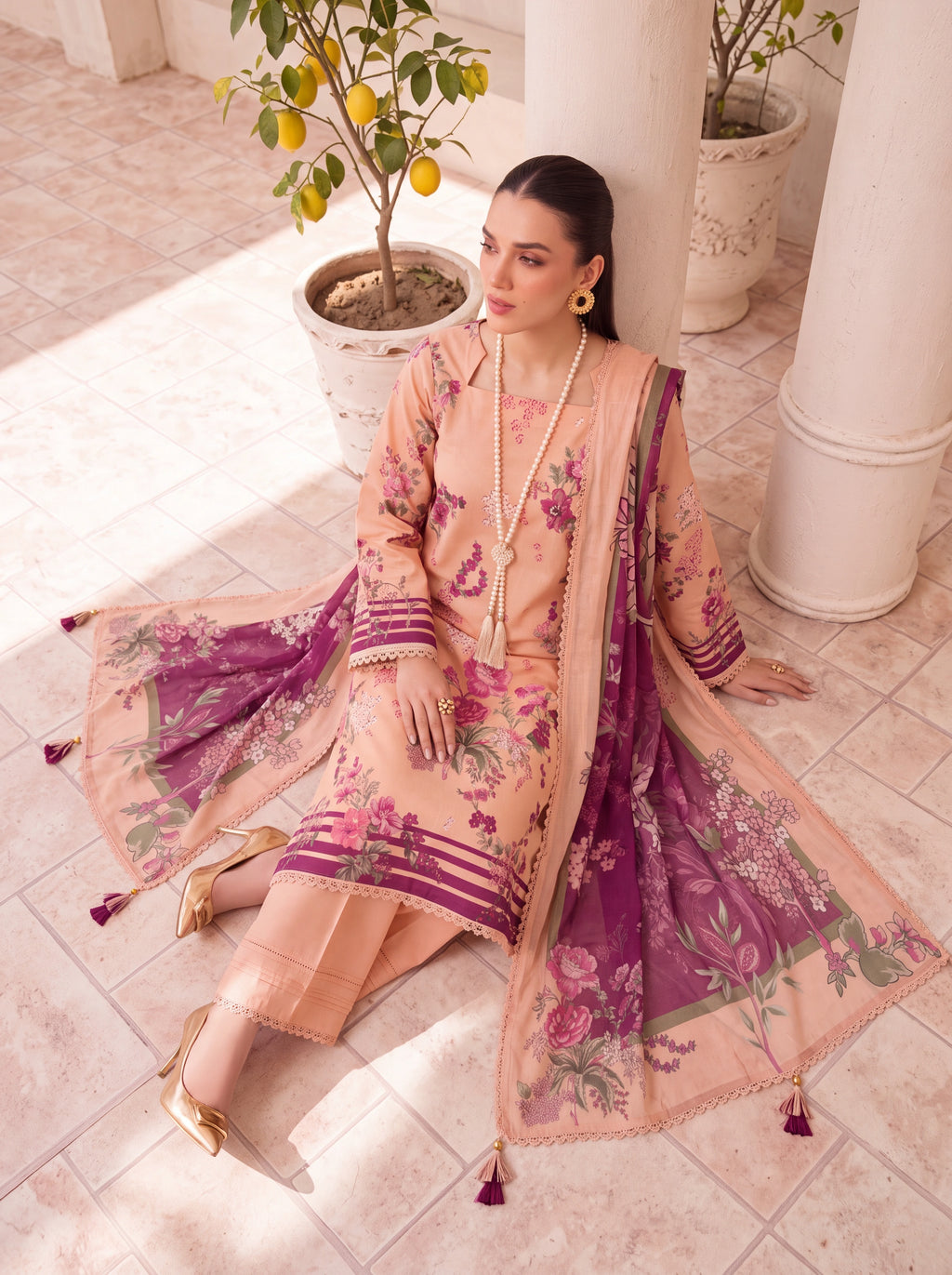 BISMIL 3 PIECE - PRINTED LAWN SUIT Unstitched