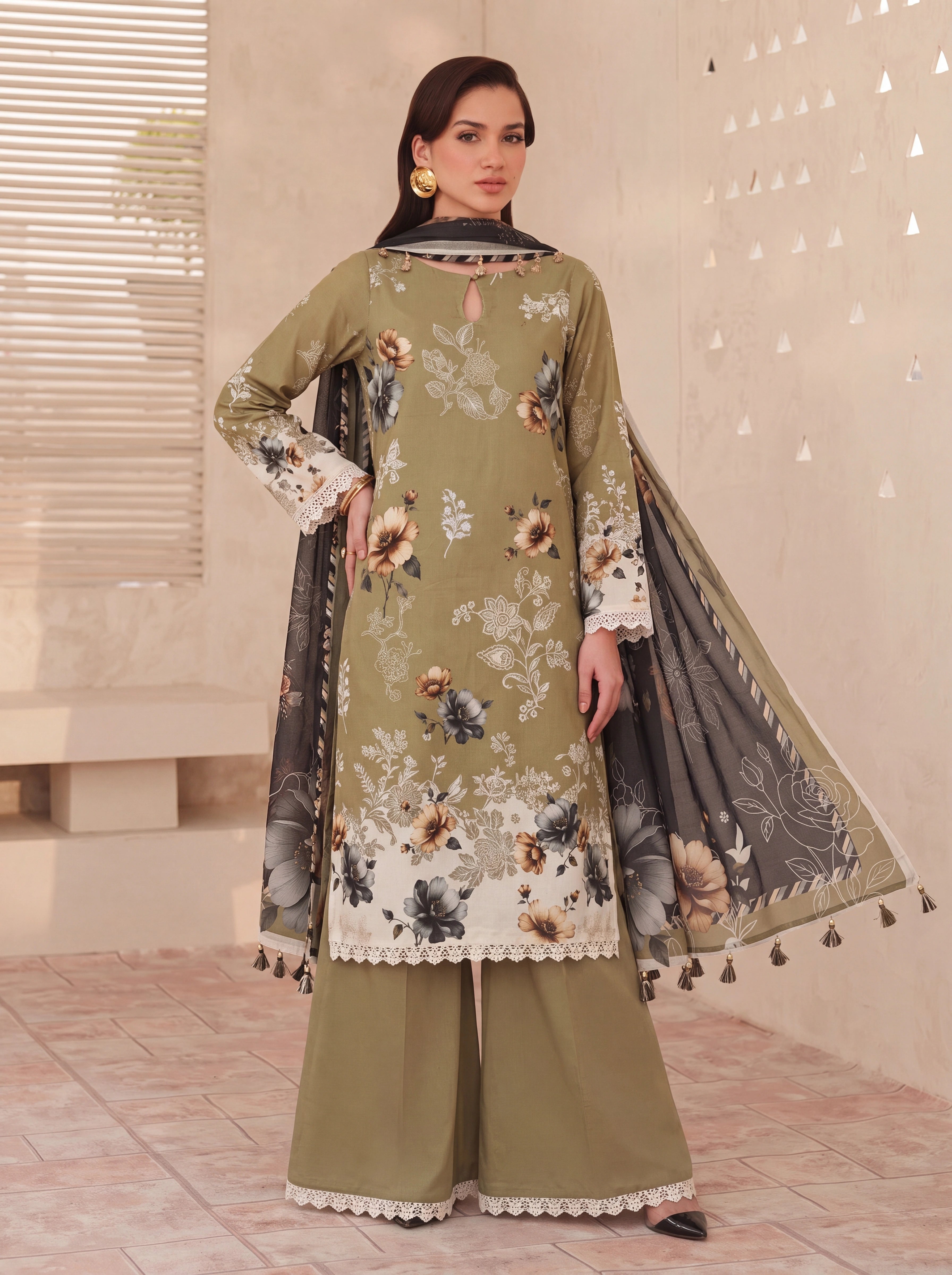 BISMIL 3 PIECE - PRINTED LAWN SUIT Unstitched